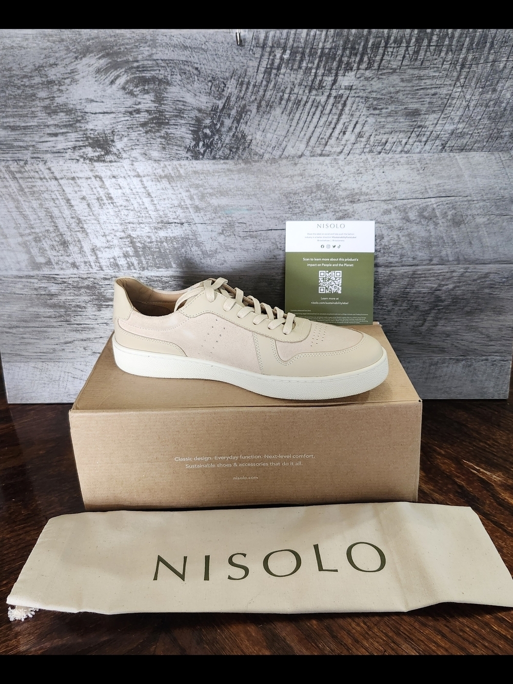 NWT Men's Nisolo Bria Go To Court Sneaker In Bone Sz 7.5